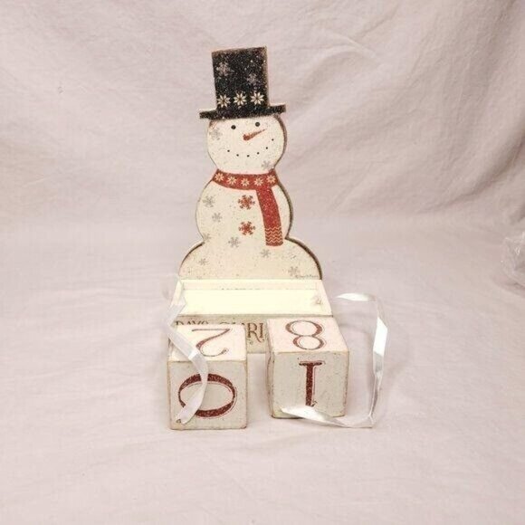 Advent Calendar PBK Wooden Box Sign Count Down To Christmas Snowman - Picture 3 of 6